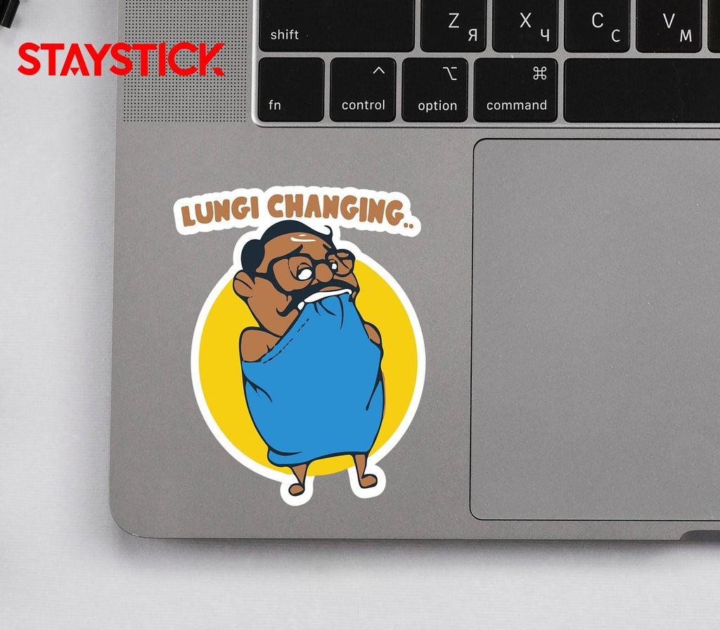 Lungi changing cartoon sticker Premium Vinyl Sticker