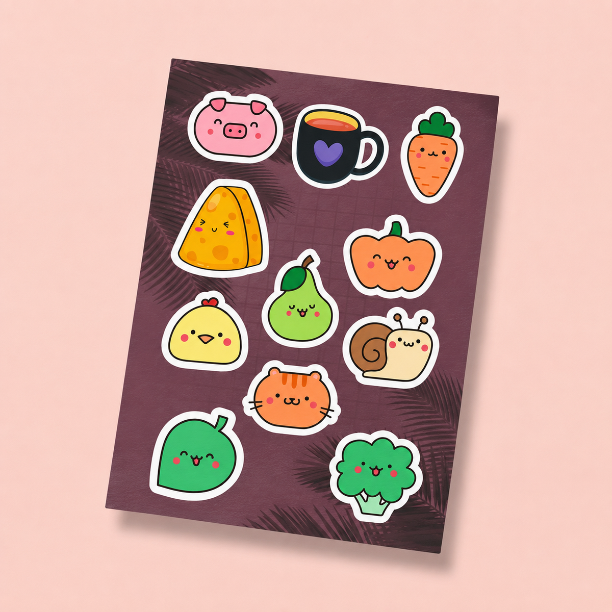 Kawaii Animals & Snacks Mini Sticker Sheet (11 Vinyl Stickers)