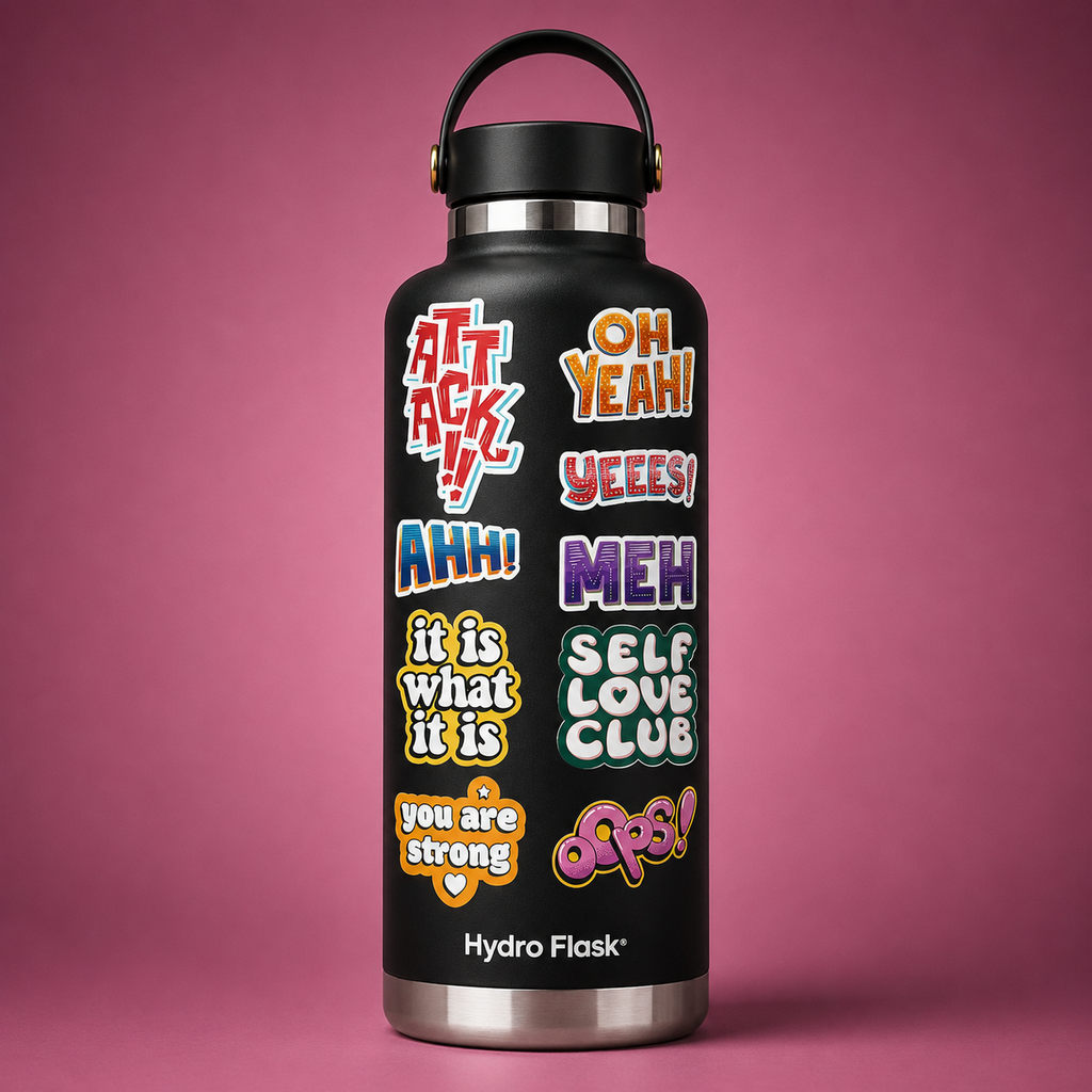 Bold Comic Text Mini Sticker Sheet (9 Vinyl Stickers)