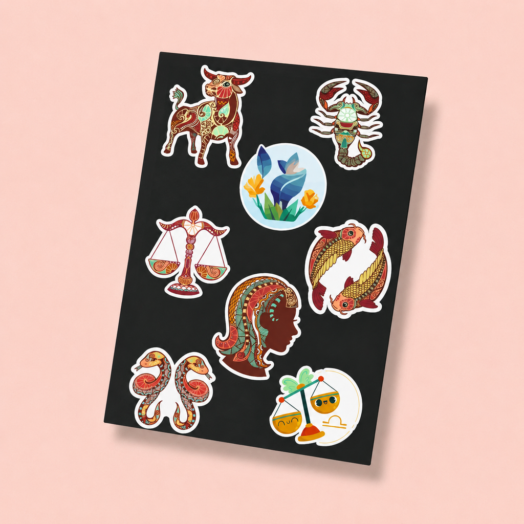 Mystic Zodiac Mini Sticker Sheet (8 Vinyl Stickers)