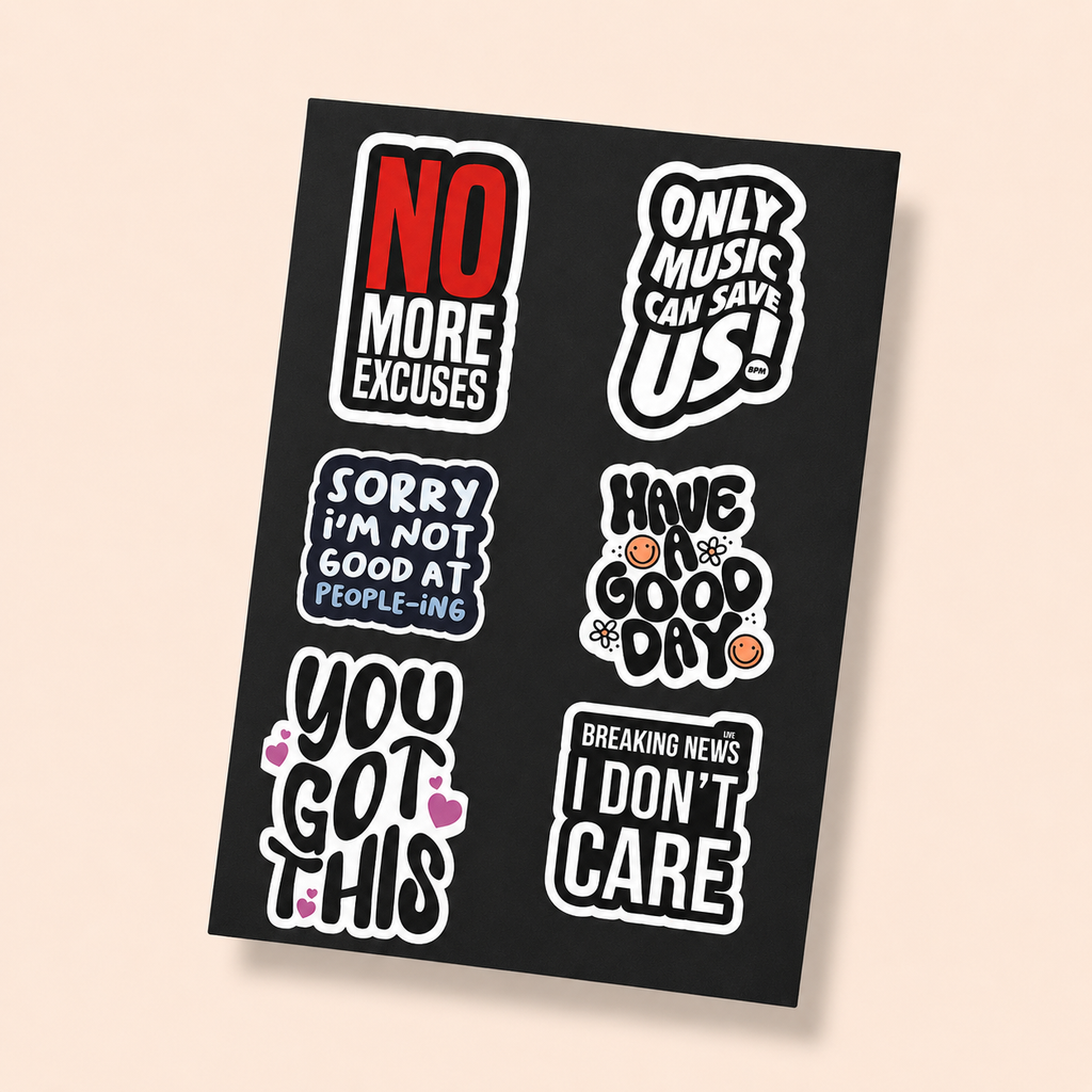 Sarcastic Vibes Mini Sticker Sheet (6 Vinyl Stickers)
