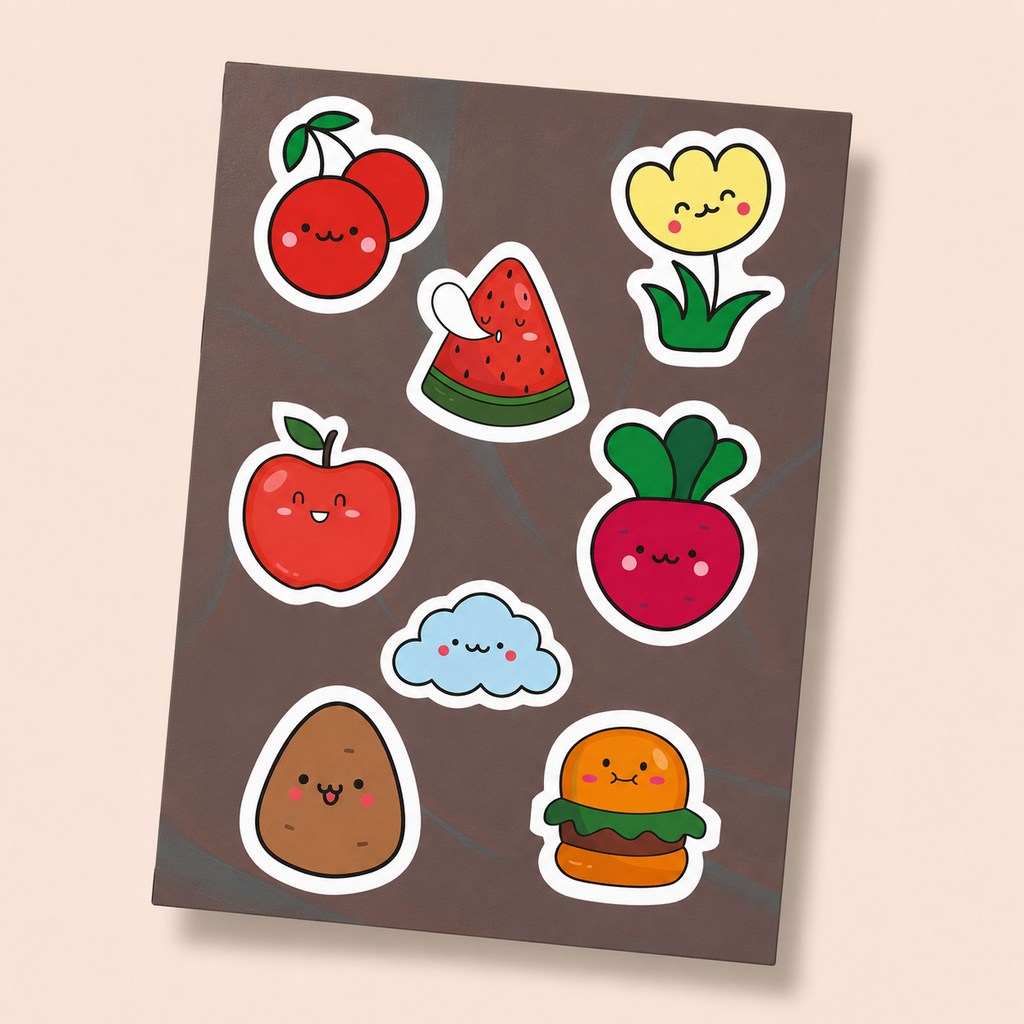 Cute Food & Nature Mini Sticker Sheet (8 Vinyl Stickers)