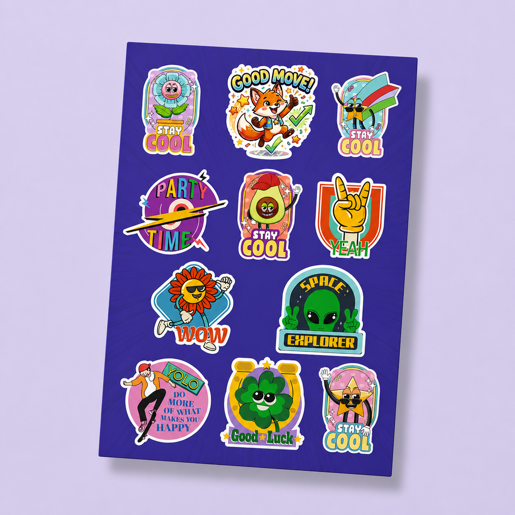Good Vibes Mascot Mini Sticker Sheet (11 Vinyl Stickers)