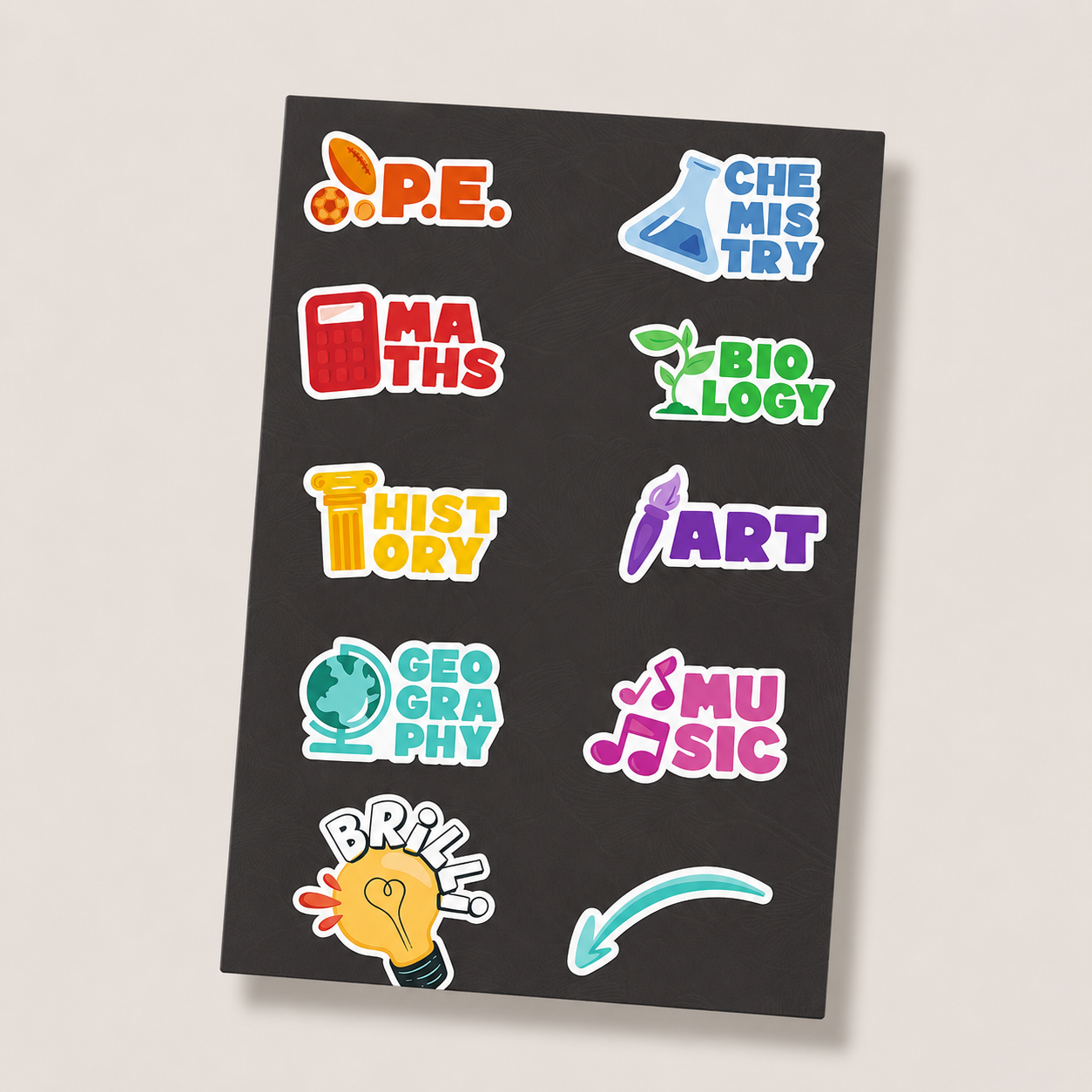 School Subjects Mini Sticker Sheet (10 Vinyl Stickers)