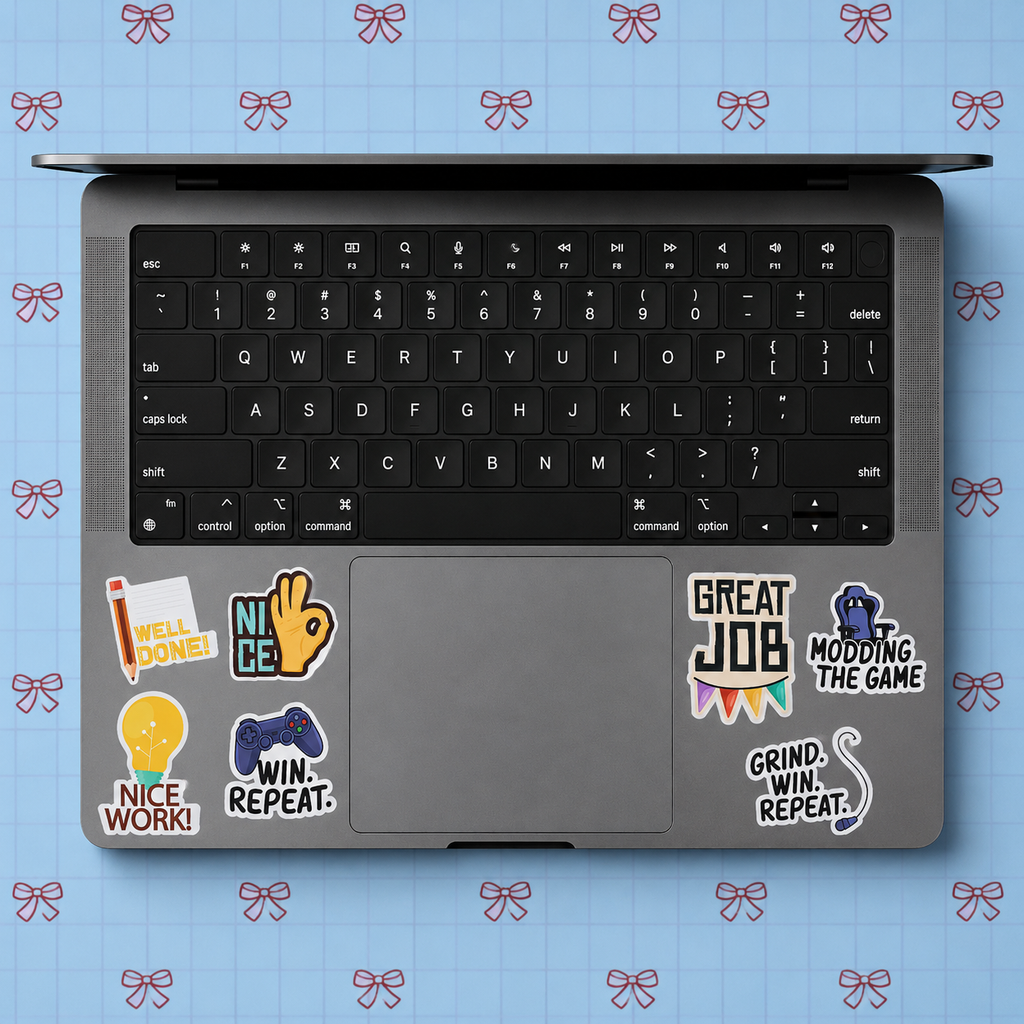 Gamer & Achievement Mini Sticker Sheet (7 Vinyl Stickers)