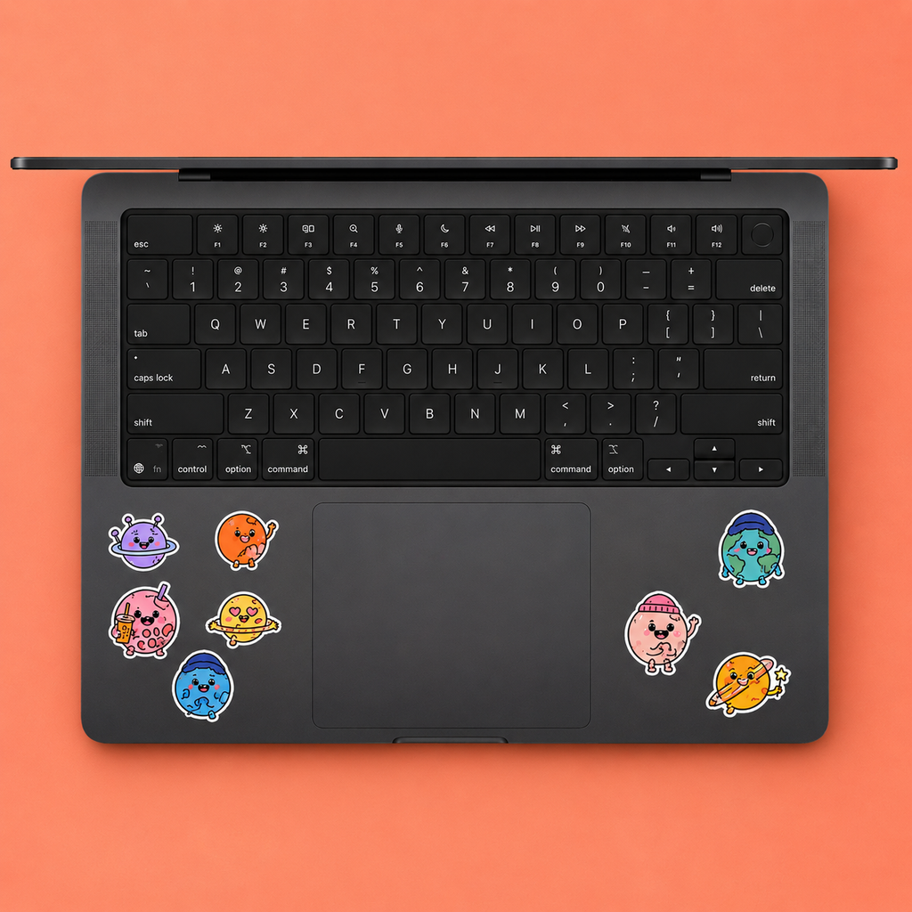 Kawaii Planets Mini Sticker Sheet (8 Vinyl Stickers)