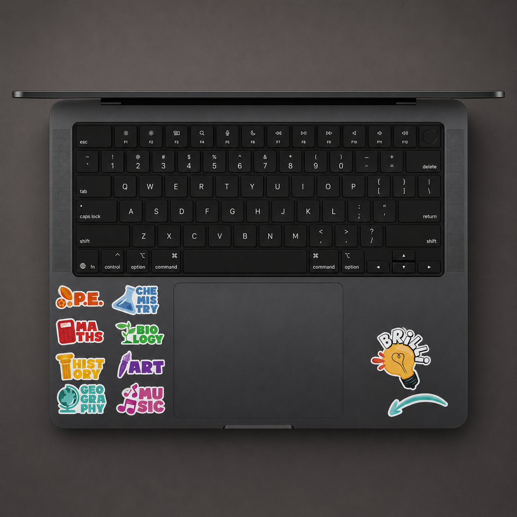 School Subjects Mini Sticker Sheet (10 Vinyl Stickers)