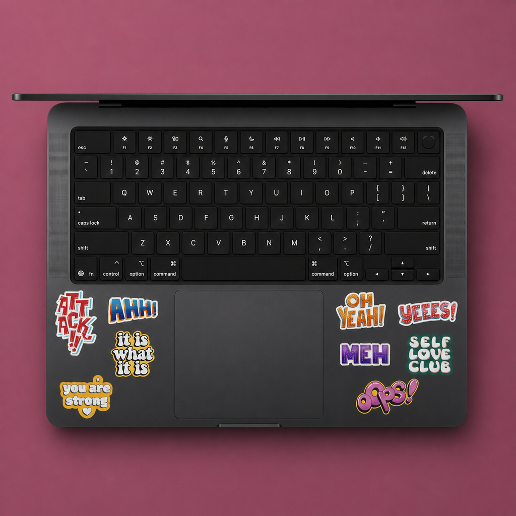 Bold Comic Text Mini Sticker Sheet (9 Vinyl Stickers)
