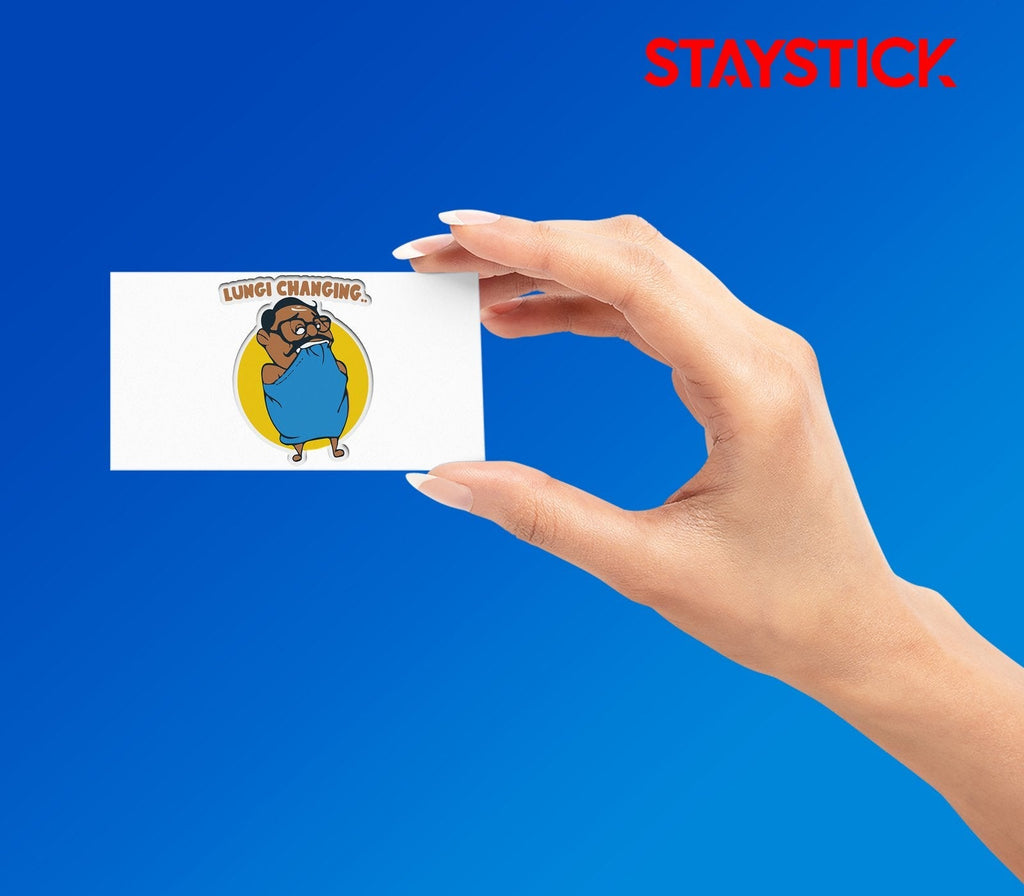 Lungi changing cartoon sticker Premium Vinyl Sticker