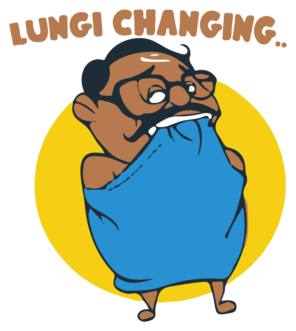 Lungi changing cartoon sticker Premium Vinyl Sticker