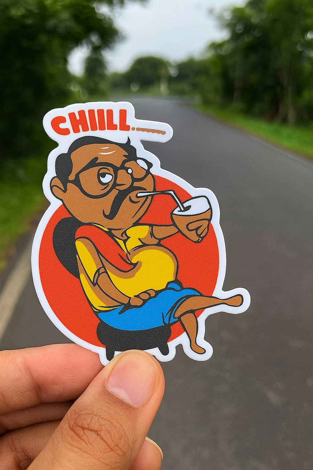 chill cartoon sticker Premium Vinyl Sticker